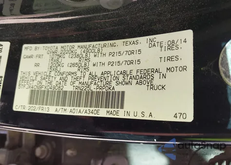 2015 Toyota Tacoma from USA, damaged, VIN 5TFJX4CN9FX049082